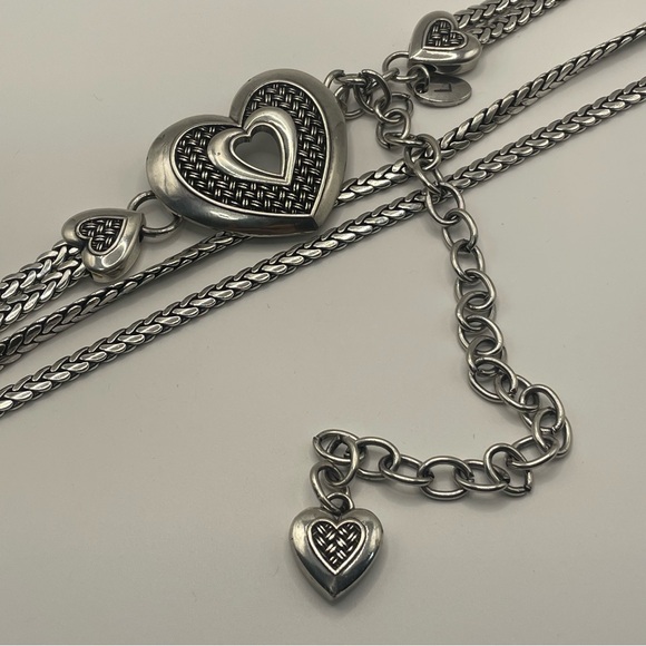 Brighton Accessories - Brighton Heart Weave Two Strand Silver Tone Metal Belt Size Large 42”